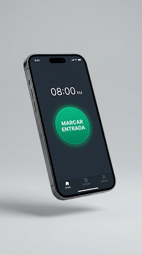 Aplicación móvil de Timbra mostrando el botón de marcaje